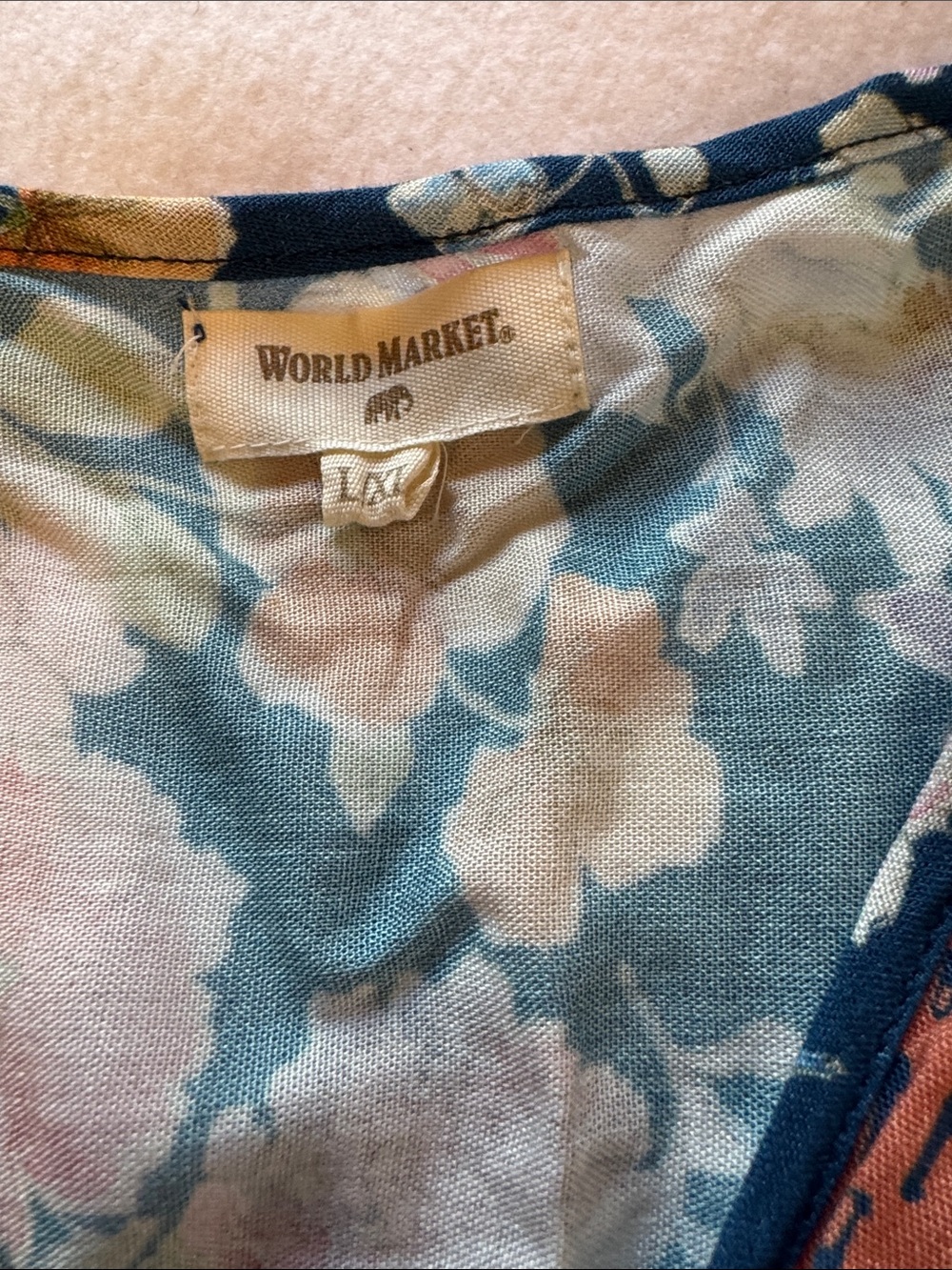 World Market Maxi Boho Dress L/XL Tassel Tie Resort Vacation Cottagecore - Picture 2 of 9